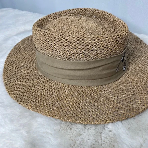 Walt Disney World Mickey Mouse Golf Straw Sun Hat Tan Natural Fiber OSFA - Picture 4 of 10